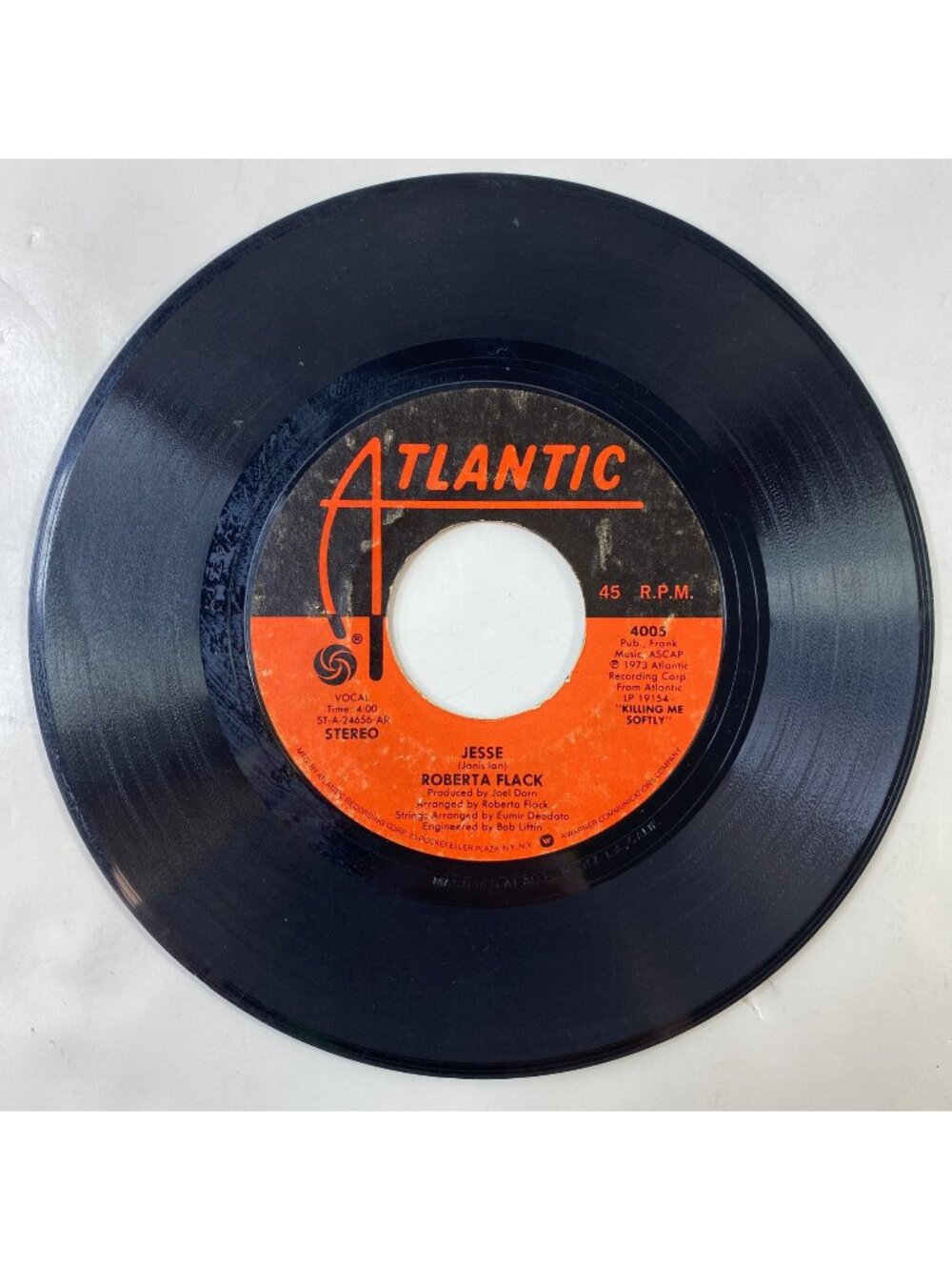 Vintage Roberta Flack 45 Rpm Vinyl 2 Tracks Atlantic Records Collectible